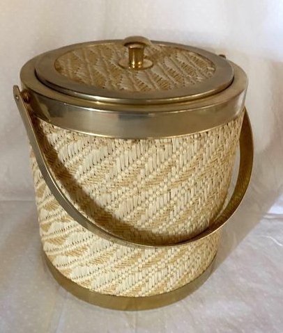 Lidian linea Glacette - Beautiful ice bucket in the style of the 70's straw and brass