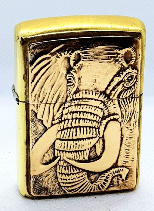 Zippo - Sehr seltenes Zippo Feuerzeug 1995 Gold Elephant Solid Brass Limited Edition - Ca. 1995 XI USA