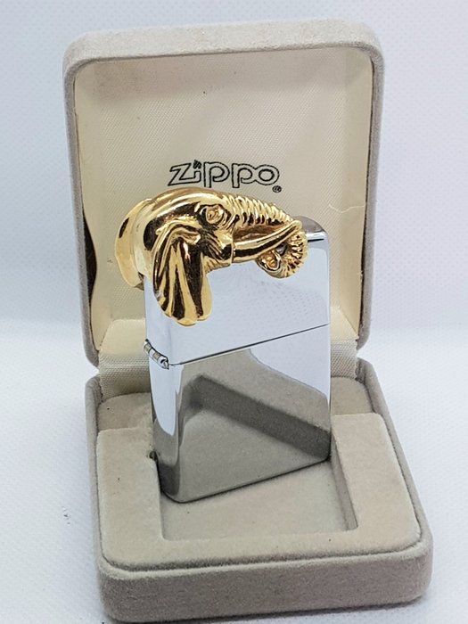 Zippo - Erittäin harvinainen Zippo Lighter 1991 Gold Elephant Limited Edition, jossa on laatikko - ca. 1991 VII USA