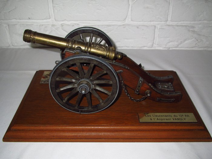 裝飾/複製大砲，路易十四在堅實的橡木高原上 - 金屬，木材