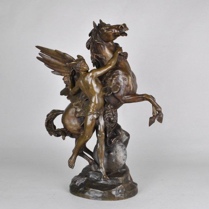 Emile Picault (1833-1915) - „Narodziny Pegaza”, Rzeźba - Brązowy - Druga połowa XIX wieku