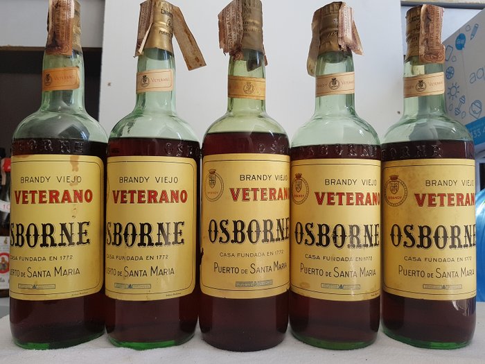 Osborne - Brandy viejo Veterano - b. década de 1960 - 1.0 Litro - 5 garrafas