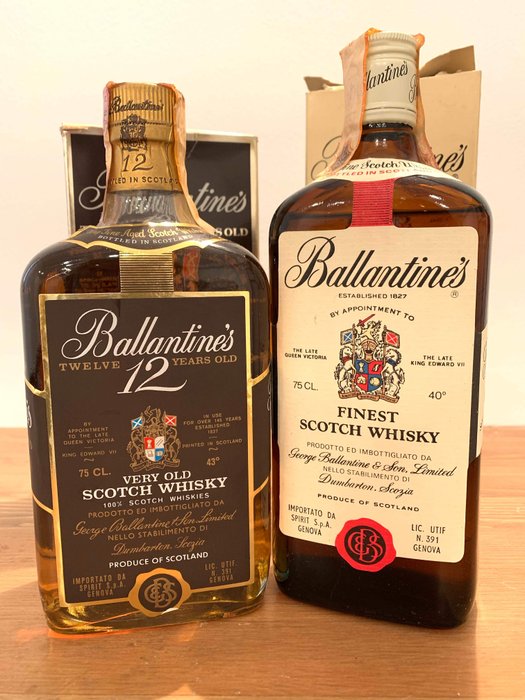 Ballantine's Very Old 12 Years Old & Finest Scotch Whisky - b. 1970er Jahre - 75 cl - 2 flaschen