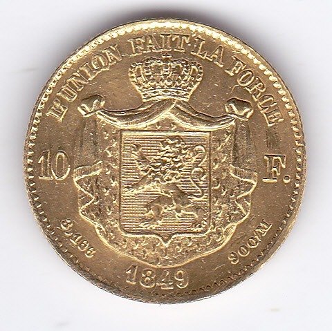 België - 10 francs 1849 Leopold I - Goud