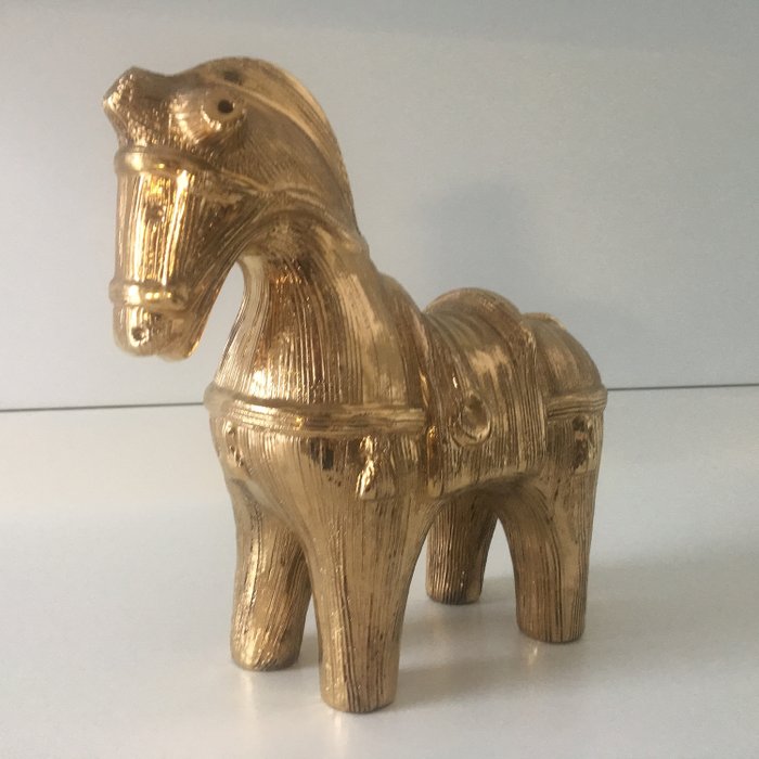 Aldo Londi - Bitossi - Keramisk häst i guldglas - Keramik