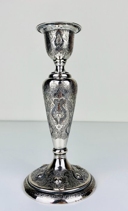Candlestick, Vartan - Persian Silver - Isfahan (1) - .840 silver - Iran - First half 20th century