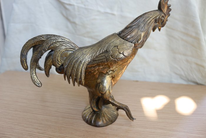 Large rooster brass ashtray - Brass
