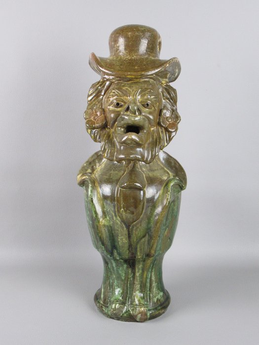 Paolo Condurso - Seminara - 雕像花瓶，擬人形象，流行的南部琺瑯 - 義大利陶器 (鉛釉陶)