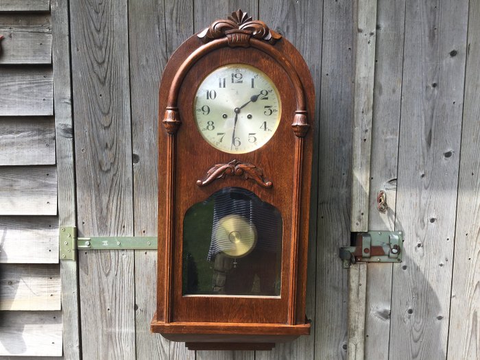 Art nouveau Gustav Becker pendulum wall clock - Gustav Becker - Wood, Oak - Early 20th century