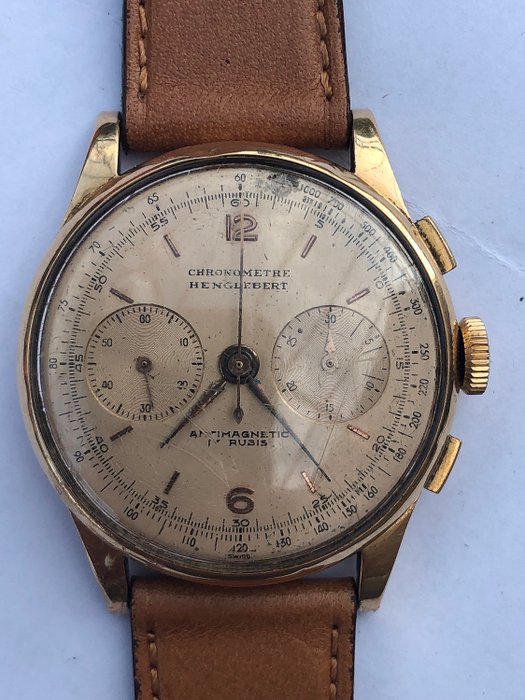 Chronomètre HENGLEBERT - 18 Karaat Dress watch -- NO RESERVE PRICE - Férfi - 1950-1959