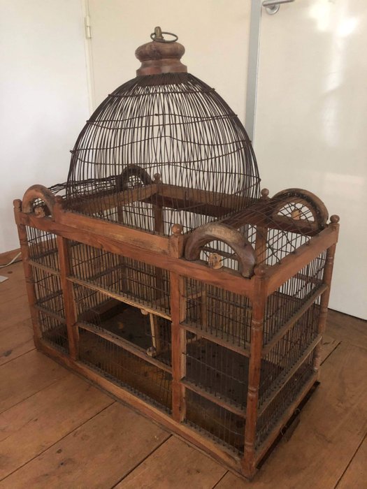 Cage à oiseaux, Une belle grande cage d’oiseau en bois (90x40x80 cm) - Bois