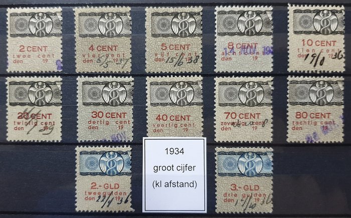 荷兰和海外 1885/1958 - Revenue stamps: exchange, revenue, adhesive stamp, fishing permit