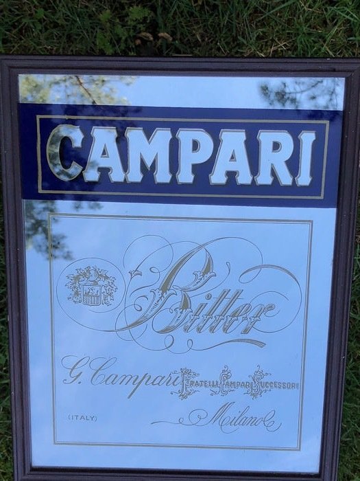miroir publicitaire CAMPARI - Bois, Verre