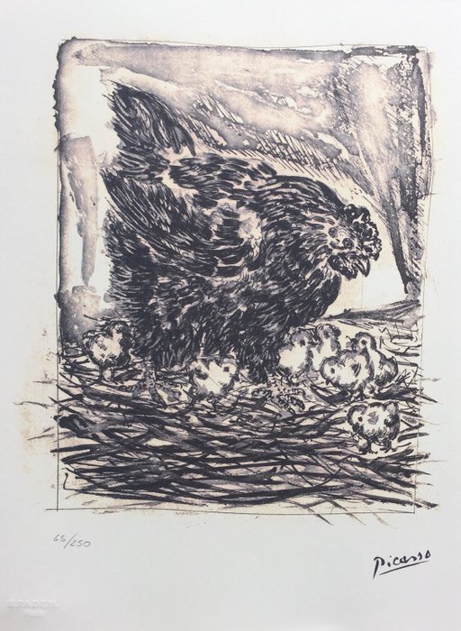 Pablo Picasso 1881 - 1973) - La poule et les poussins   -  Picasso. Histoire Naturelle de Buffon  (1936)
