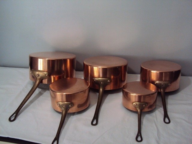 三叶草金属锻造vesoul五个老锡罐平底锅 - 铜, 黄铜