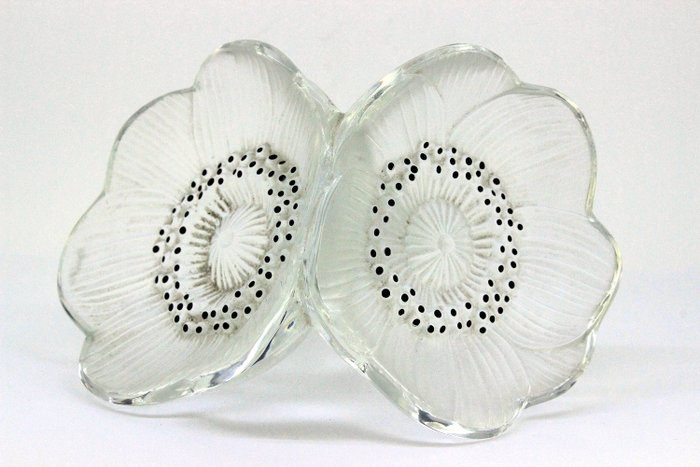 Lalique - 有兩個銀蓮花屬頭狀花序的葡萄酒停止者 - 水晶