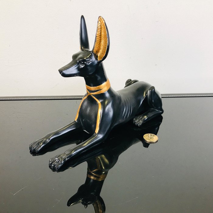 Stor Anubis-figur - Liggande jackal - Guds härlighet - 28 cm - Komposit