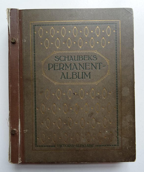Wereld - Collectie in zeer oud (1924) "Schaubek Permanent" Album