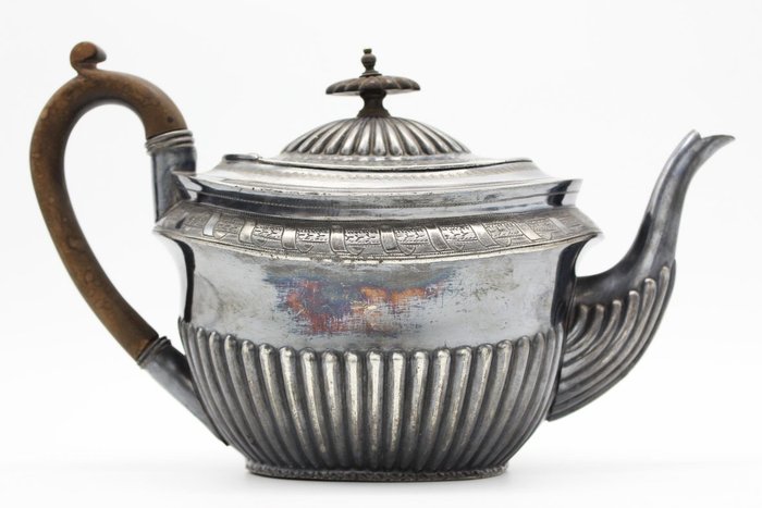 古色古香的維多利亞女王時代的茶壺 - 沃克和霍爾謝菲爾德 - 銀盤 - 英國 - 約1890年