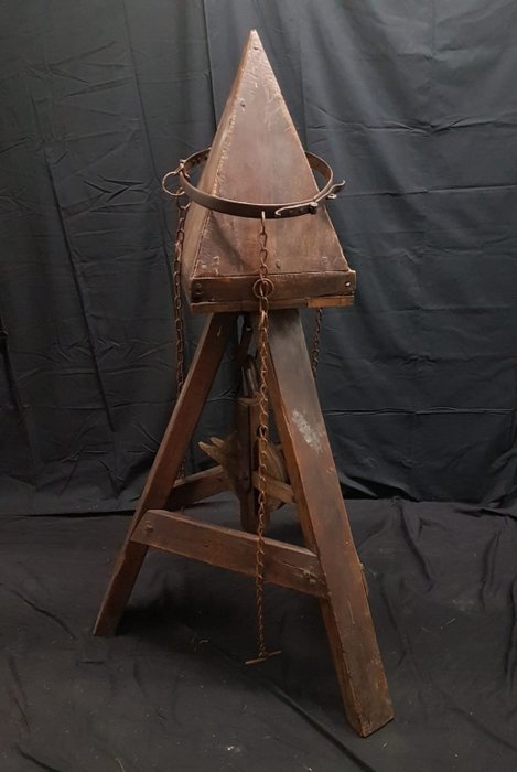 19th century wood and cast iron Torture instrument, Cradle of Judas - 160 cm