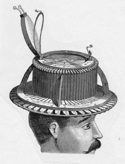Maillard Allie Conformateur Kopfmessgerät, französisches Werkzeug zur Herstellung von Hutformen - Eisen (geschmiedet), Holz - 19. Jahrhundert