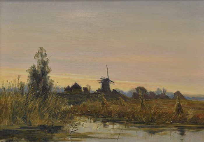 M.C.T. Vermeulen (1868-1941) - Landschap met molen