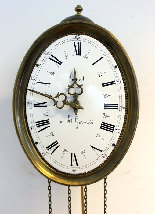 Horloge - Junet à St. Gervais - Émail, Laiton - Début du XXe siècle