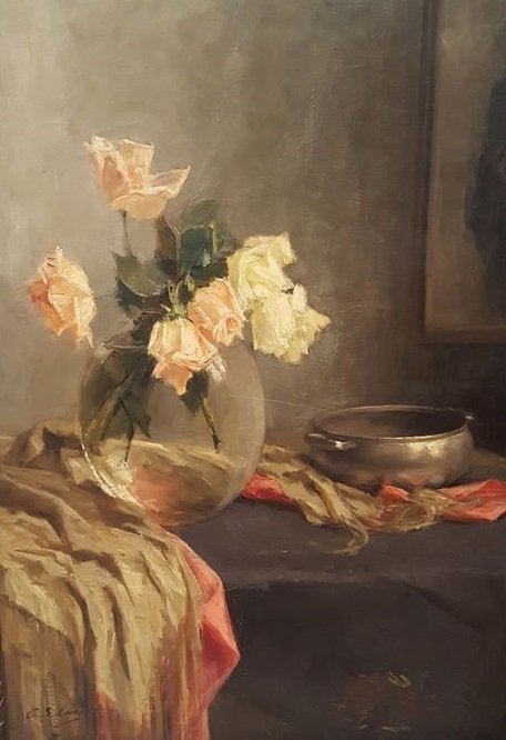 Constantia Arnolda (Stans) Balwé (1863-1954) - Stilleven rozen in vaas