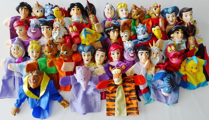 Kolekcja Pacynki ręczne, lalki lalki lalki Disney (40) - Guma, plastik, tekstylia.