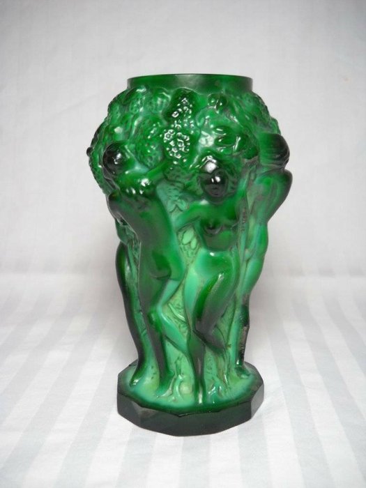 Curt Schlevogt - Heinrich Hoffman - 花瓶“Ingrid”在孔雀石綠色玻璃 - 彩色玻璃