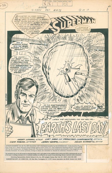 Action Comics  Superman - Vol 1 #478 - Original Artwork by Curt Swan, Frank Chiaramonte - Losbladig - Eerste druk - (1977)