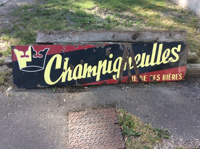 Foarte rar șampanie de bere Champigneulles email 196 cm de 46 (1) - tole emailat