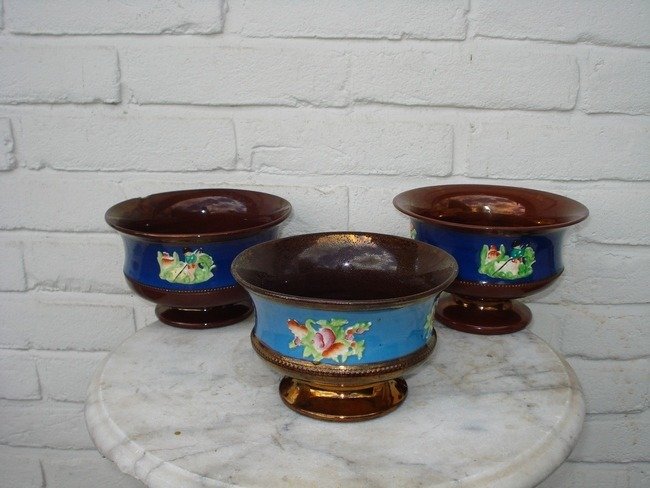 Petrus Regout Maastricht - 3个金石碗 - 陶器