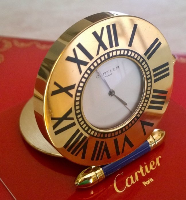 cartier gold travel clock