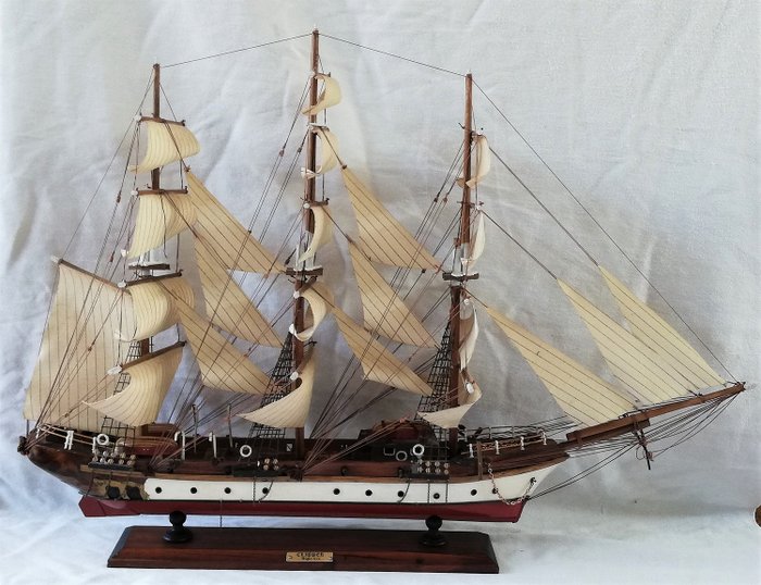 Model statku Clipper Siglo XIX - Drewno, plastik, płótno, metal, lina