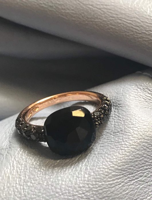 Pomellato - 18 kt Roséguld - Ring onyx - svarta diamanter