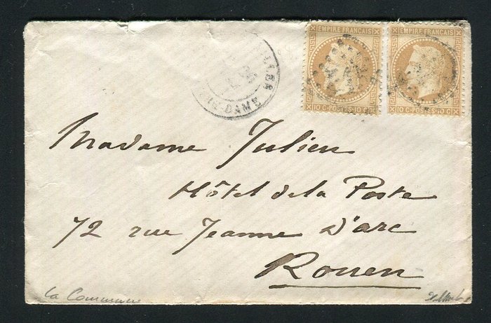 法国 1871 - 从巴黎到鲁昂的罕见信件（1871 年 5 月 26 日） - 巴黎公社 - 血腥周