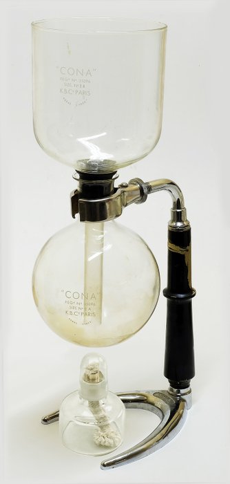 Albert Cohn - Cona - 1930ca Vacuum CONA kaffemaskine-fransk version Pyrex (1) - Art Deco - Krystal, Stål, Træ