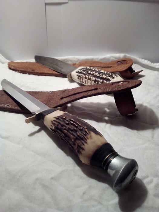 德国 - Raro coltello Solingen Anton Wingen Je, 2 coltelli ( 1 è in omaggio ) Rari articoli vintage da - Coltelli da caccia 2 Pezzi - Hunting - 刀