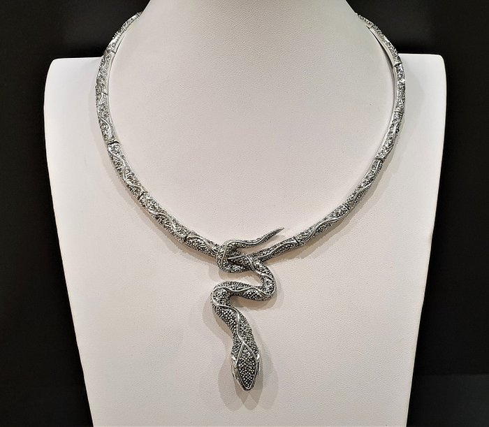 925 Sterling Silber - Schlange Halskette