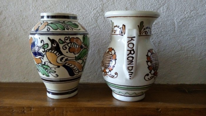 Korond (Corund) Transylvanie - 鳥花瓶和投手 - 陶瓷, 釉