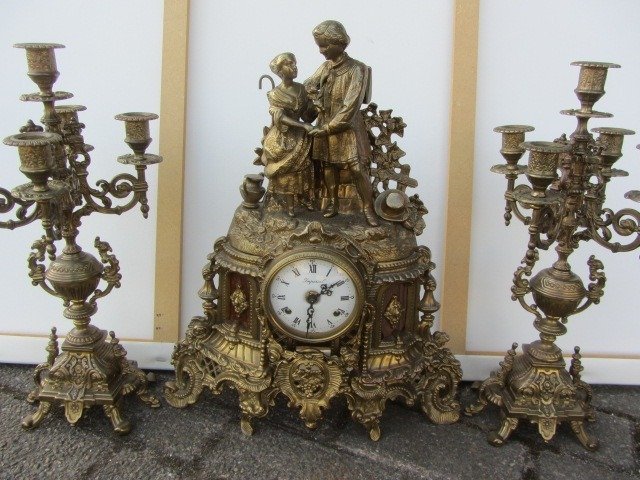 Ρομαντικό ρολόι (αυτοκρατορικό) ιταλία - Μπρούντζος, Ορείχαλκος - 20th century