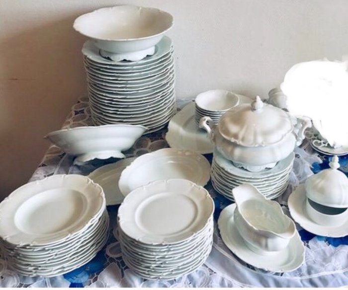"Sylvia" Lorenz  Hutschenreuther - régi exkluzív fehér asztali szolgáltatás 80 darab - Porcelán