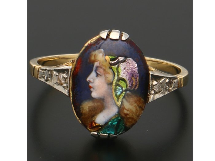 L. Clément, Limoges - 18 克拉 金色, 雙色調 - 戒指 鉆石