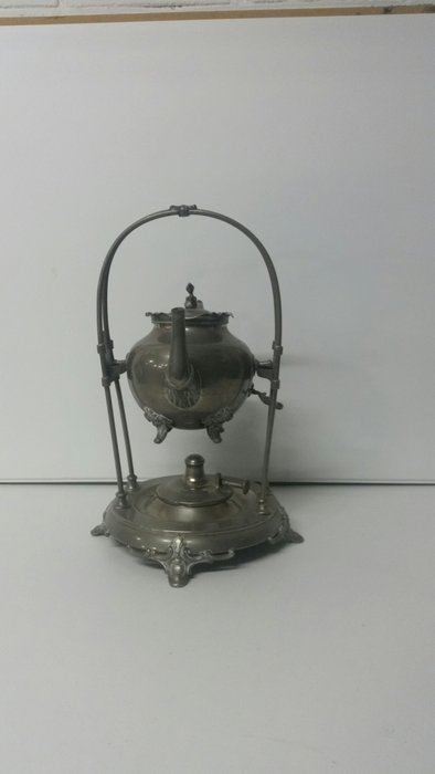 J N daalderop  - Daalderop KMD - antique teapot with burner (1) - Silverplate