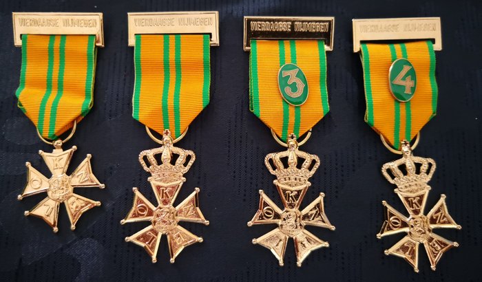 Pays-Bas - Armée/infanterie - lot 4 médailles Vierdaagse Nimègue