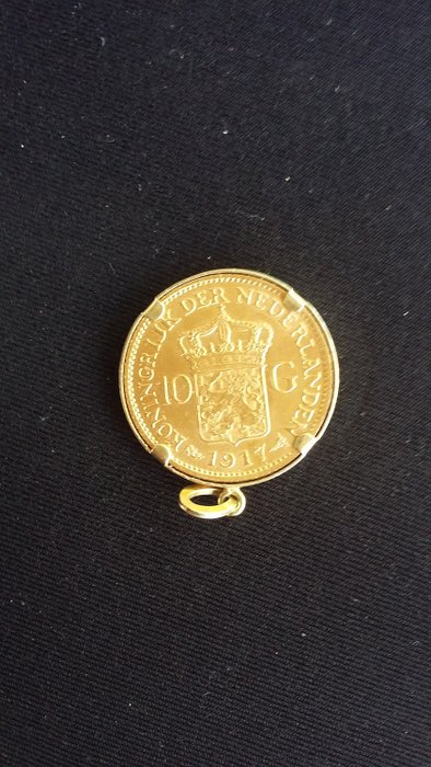Paesi Bassi - 10 Gulden 1917 Wilhelmina in hanger - Oro