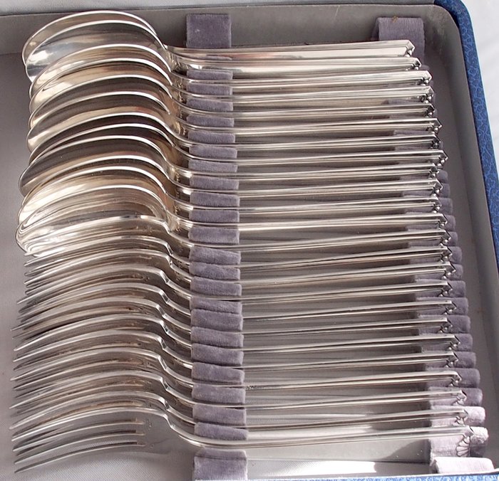 Posate, Set cucchiaio e forchetta Ercuis (24) - Placcato argento, 60 grammi di argento