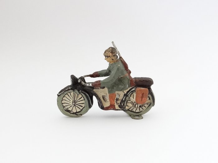 Elastolin Lineol Hausser - Figura Wehrmacht Soldat Motorrad Fahrer 2 WK Germany Motor Bike - 1930-1939