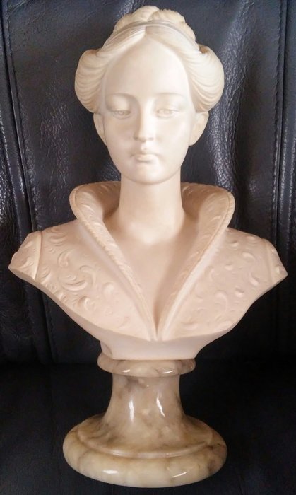 A.Giannelli - Belo busto de uma mulher assinada A.Giannelli - Alabastro, Mármore